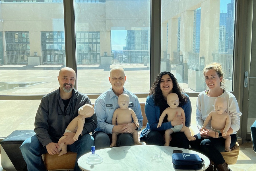 Chicago Highrise Staff CPR & AED Training for infants and Toddlers. 
Chicago High Rise At Home CPR and AED training .